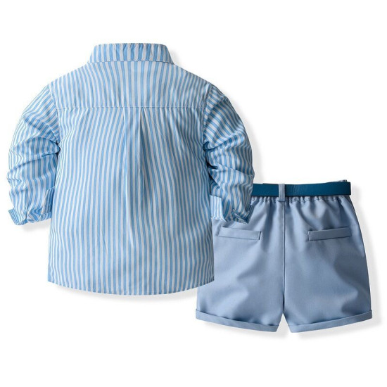 9M-5Y Toddler Boys Suit Sets Bowtie Striped Shirts And Shorts  Boys Clothing  