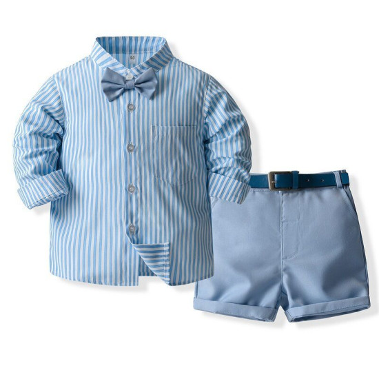 9M-5Y Toddler Boys Suit Sets Bowtie Striped Shirts And Shorts  Boys Clothing  