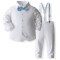 12M-5Y Toddler Boys Pure White Shirt Overalls Two-Piece Birthday Suit Set  Boys Clothing  