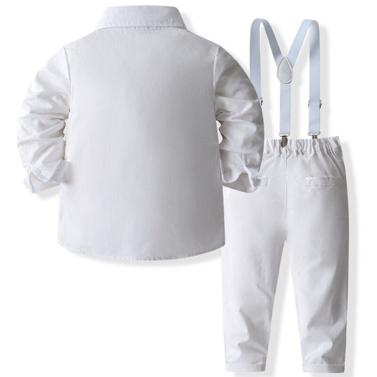 12M-5Y Toddler Boys Pure White Shirt Overalls Two-Piece Birthday Suit Set  Boys Clothing  