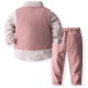 12M-5Y Toddler Boys Pink Suit Sets Shirts & Suspender Pants & Vest  Boys Clothing  