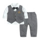 6M-4Y Toddler boys Long Sleeve Shirt Vest Pants Three Piece Set  boys Clothes  