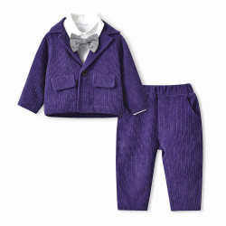 9M-6Y Toddler Boys Corduroy Long-Sleeved Suit Lapel Shirt Pants  Girls Clothes  