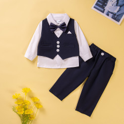 9M-6Y Toddler Boy Gentleman Three Piece Vest Sets  Boys Boutique Clothing  