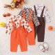 9M-5Y Toddler Boys Long Sleeve Pumpkin Plaid Top Overalls Gentleman Suit  Boys Clothing  