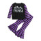 12M-5Y Halloween Color Contrast Suit Pullover & Purple Striped Bell Bottom Pants  Girls Clothes  