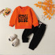 12M-5Y Toddler Boys Sets Halloween Letter Ghost Print Sweater Trousers  Boys Clothing  