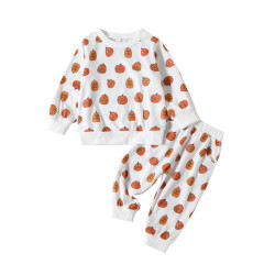 3M-4Y Toddler Halloween Pumpkin Print Sweatshirt And Trousers Set  Toddler Clothing  