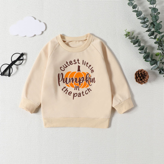 9M-5Y Toddler Halloween Pumpkin Letter Print Sweatshirt  Toddler Clothing  