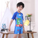 3-11Y Cartoon Dinosaur Print Colorblock Short Sleeve Swimwear Jumpsuit  Kids Boutique Clothing  