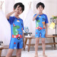 3-11Y Cartoon Dinosaur Print Colorblock Short Sleeve Swimwear Jumpsuit  Kids Boutique Clothing  