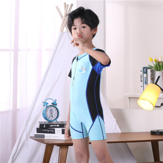 3-11Y Colorblock Short Sleeve Swimwear Jumpsuit  Kids Boutique Clothing  