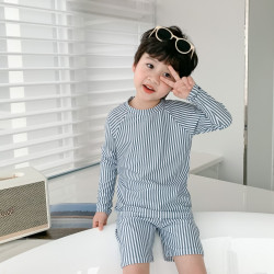 18M-8Y Striped Long Sleeve Pullover And Shorts Swimwear Set  Kids Boutique Clothing  