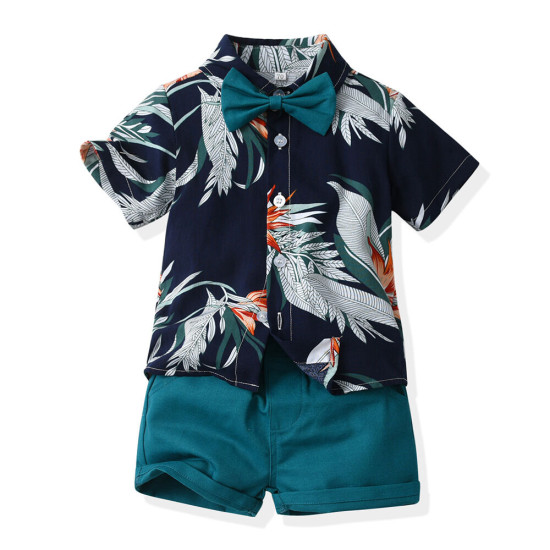 6M-6Y Toddler Boys Beach Sets Tropical Print Bowtie Shirts & Shorts  Boys Clothing  