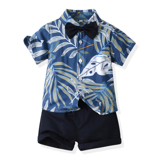 6M-6Y Toddler Boys Beach Sets Tropical Print Bowtie Shirts & Shorts  Boys Clothing  