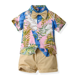 6M-6Y Toddler Boys Beach Sets Tropical Print Bowtie Shirts & Shorts  Boys Clothing  