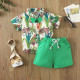 9M-4Y Toddler Boys Sets Beach Tropical Print Shirt & Shorts  Boys Clothing  