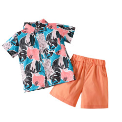 18M-6Y Toddler Boys Beach Sets Tropical Plant Print Shirt & Shorts  Boys Clothes  