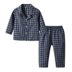 9M-7Y Toddler Boys Pajamas Two-Piece Set Plaid Cotton Cardigan And Pants  Boys Clothes  