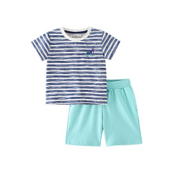 18M-7Y Toddler Boys Sets Striped T-Shirt Elastic Waist Shorts  Boys Clothes  