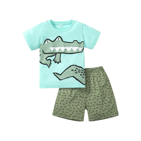 18M-7Y Toddler Boys Sets Crocodile Print T-Shirts And Shorts  Boys Clothes  